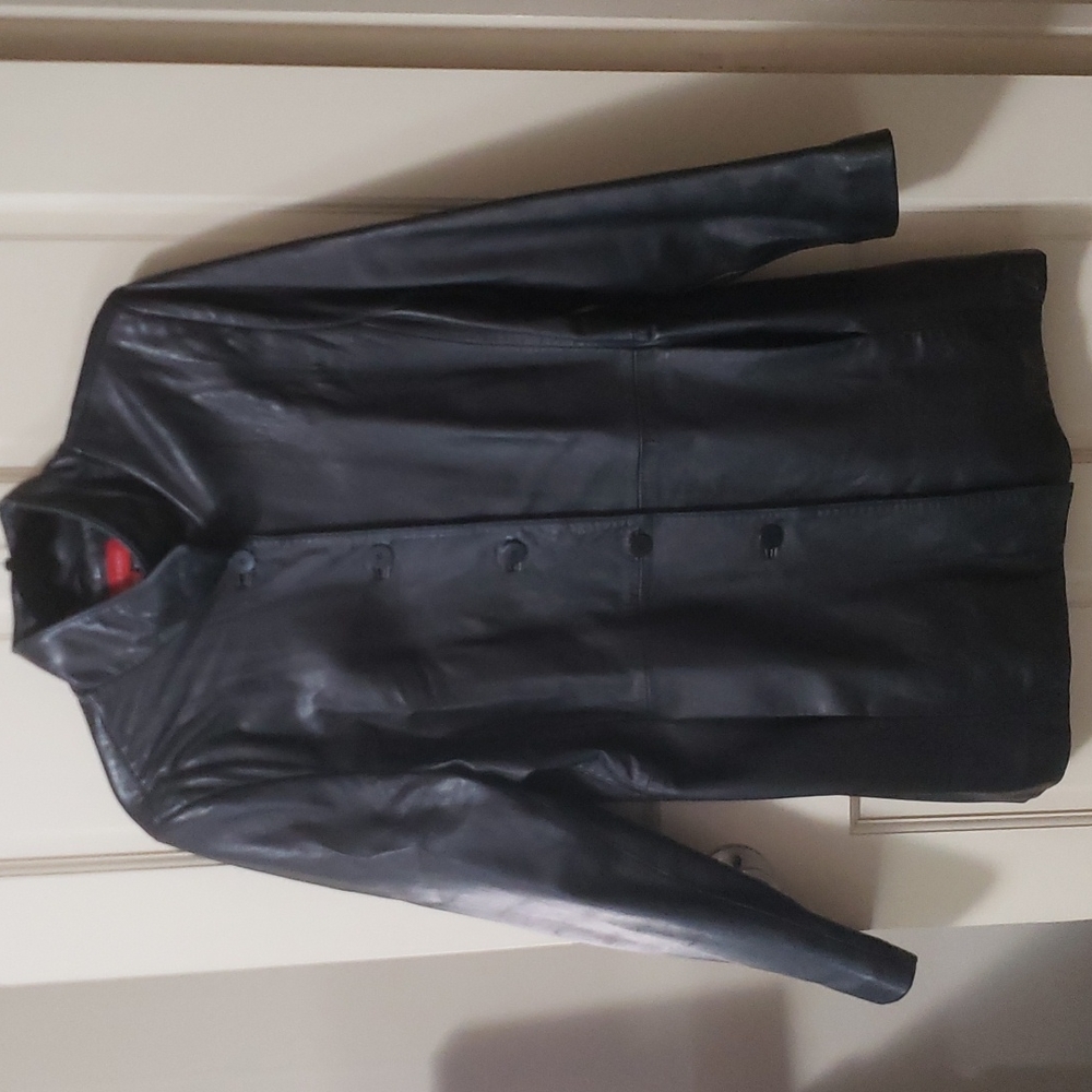 Leather jacket by Anne Klein Sz Med, black